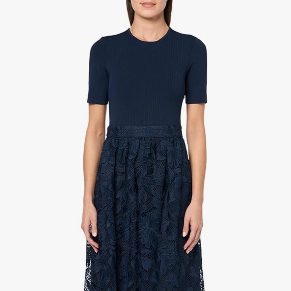 Ann Taylor Elegant Dark Blue Midi Dress - Picture 1 of 14